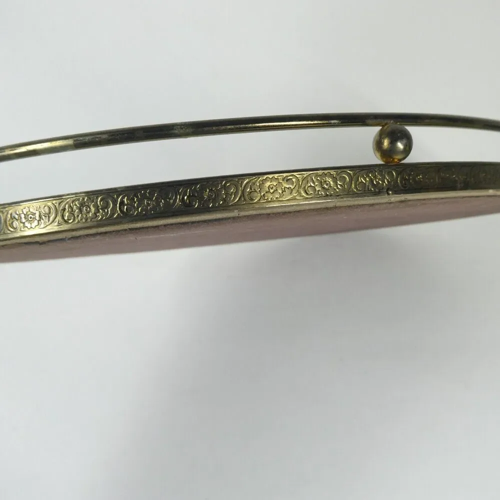 Brass Tray Mirrored Vanity Dresser Oval 13